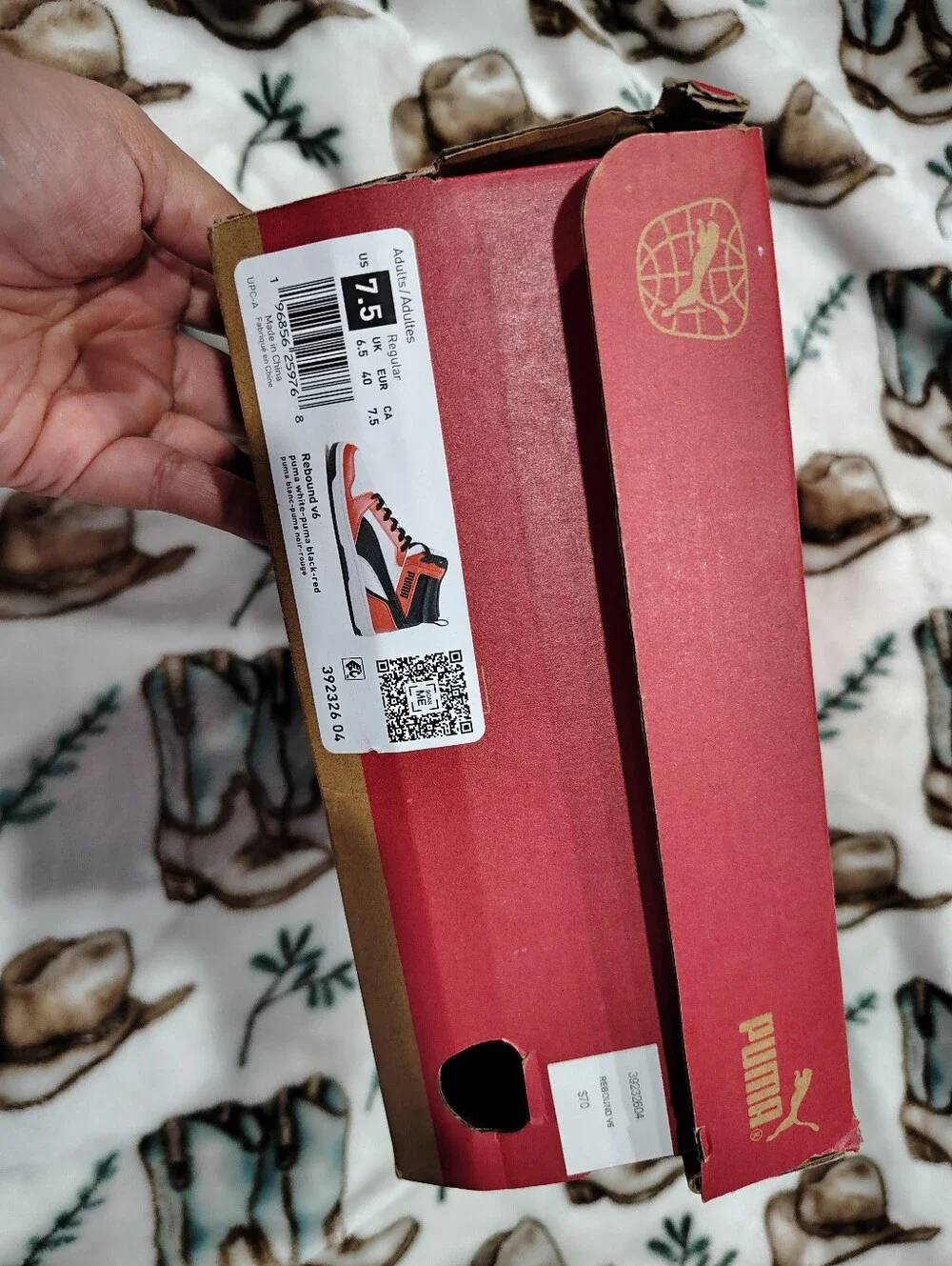 PUMA Rebound V6 Red, Black & White High-Top Sneakers